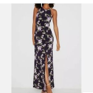 Express Black Dress with Purple and Green Accents